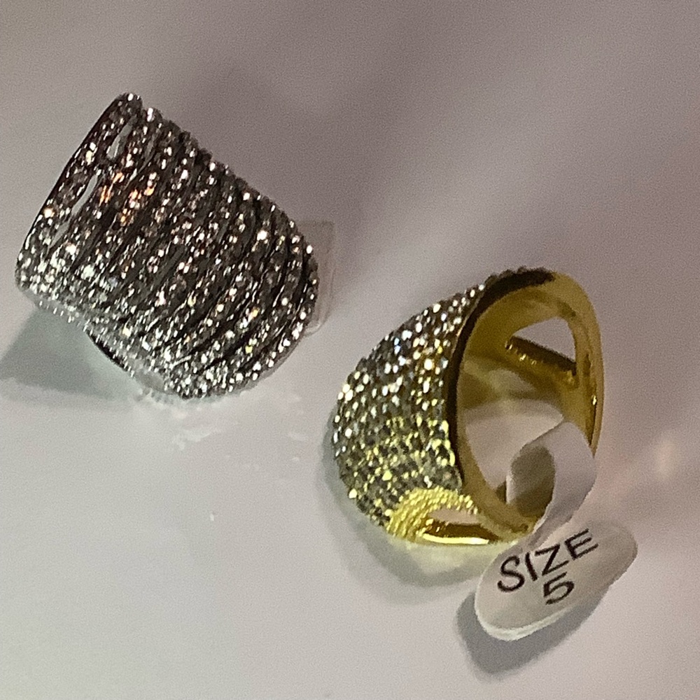 Layered Styled Silver or Gold Rhinestones Crystal Rings - Picture 5 of 16